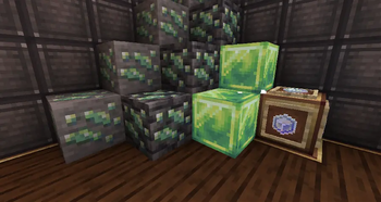 Experience ore next to experience blocks and nuggets.