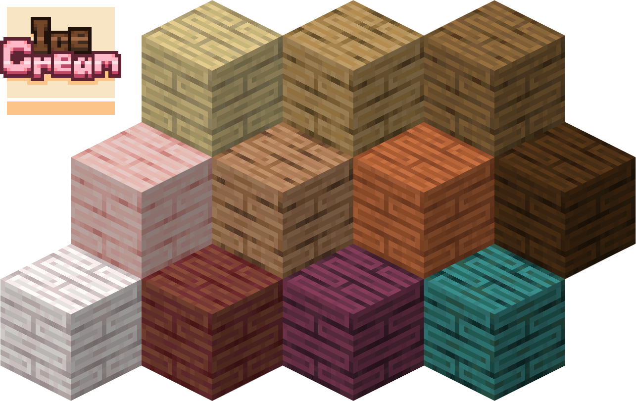 Сравнение текстур различных видов досок в Minecraft.