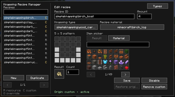 Knapping Recipe Manager