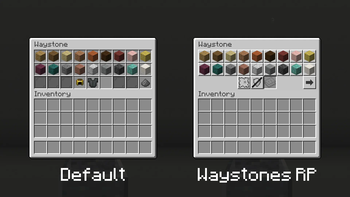 Comparison of a waystone GUI without and with Waystones RP