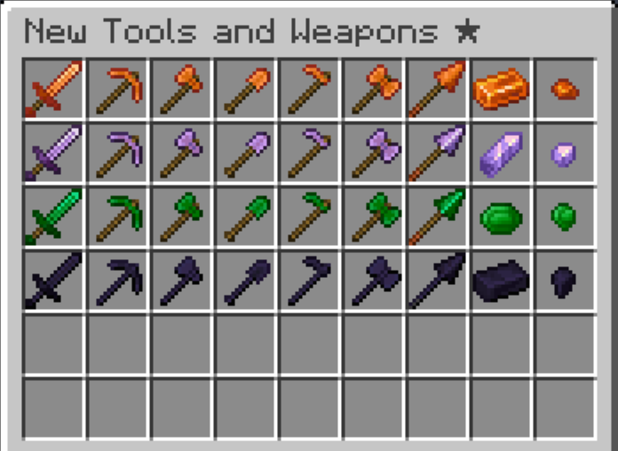 New Tools, Weapons, Ingots and Nuggets✨