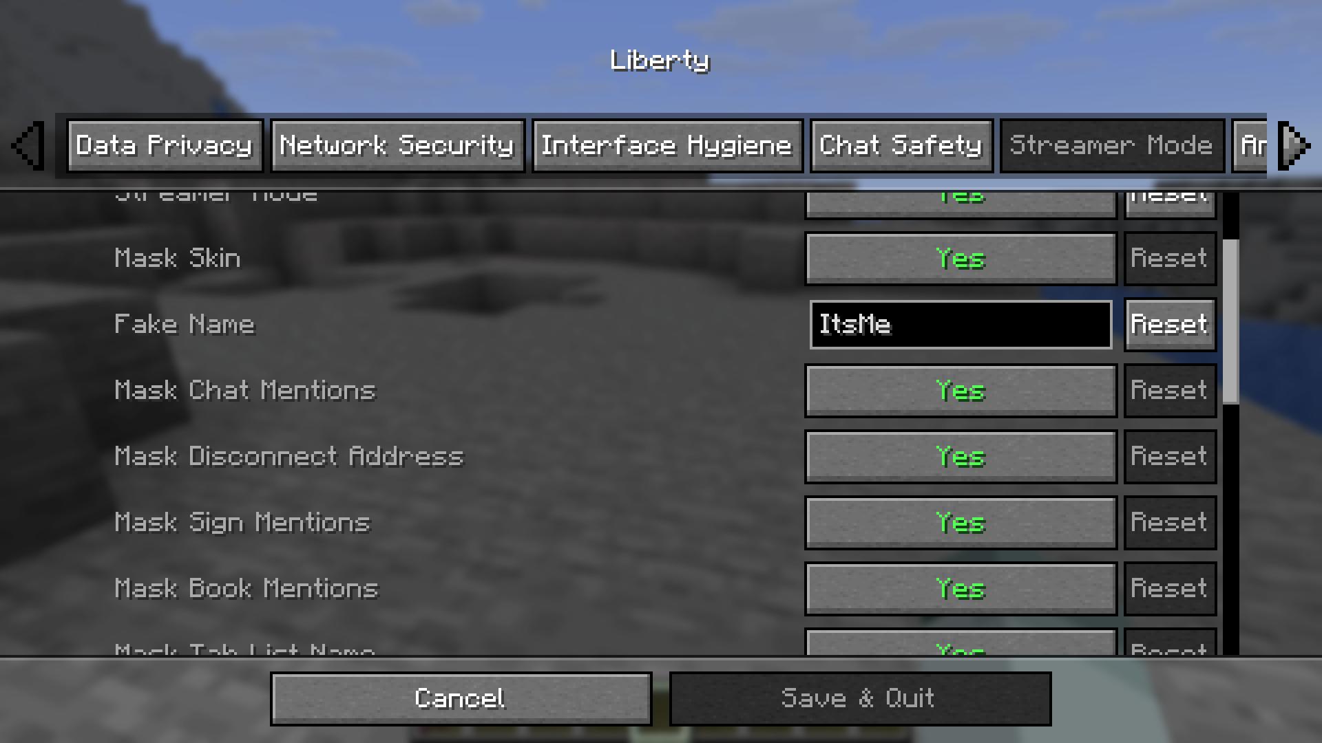 Config Screen