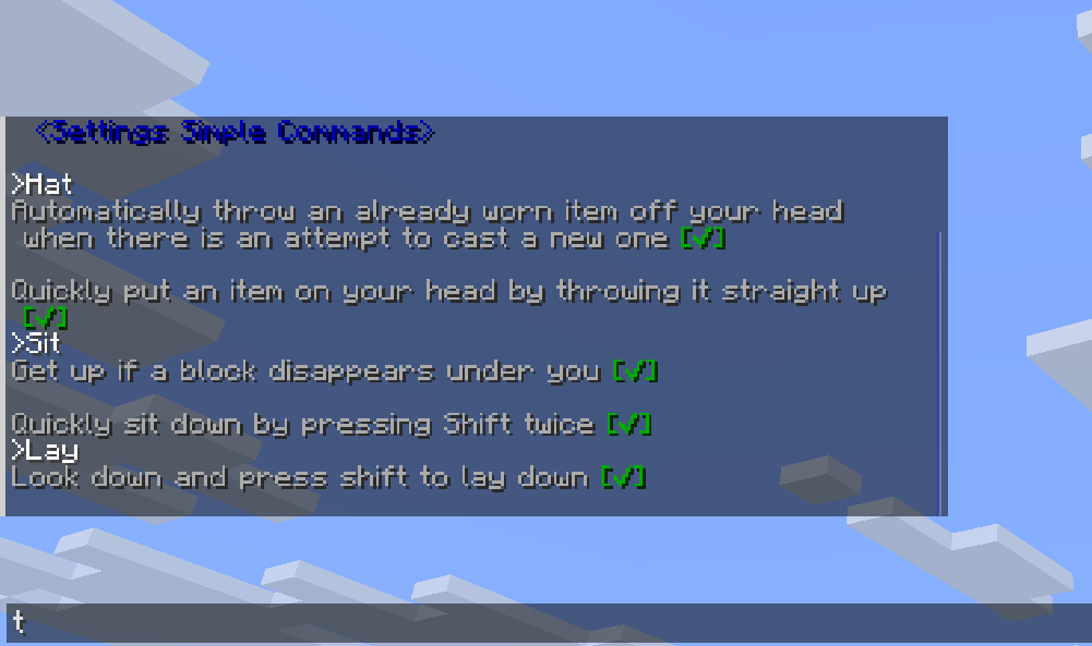 Simple settings