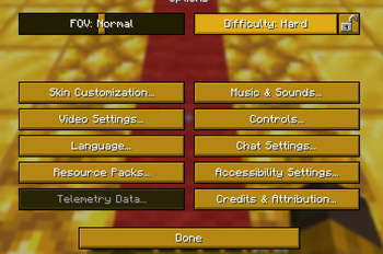 Settings menu