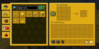 Crafting table interface