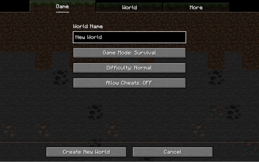 New world menu