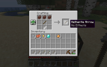 Netherite arrow crafting (vanilla)