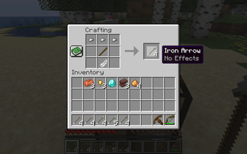 Iron arrow crafting (vanilla)