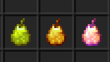 Pear, Golden Pear and Enchanted Golden Pear in the Inventory.
