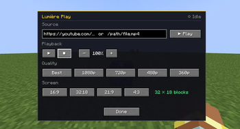 Projector GUI - controls and settings