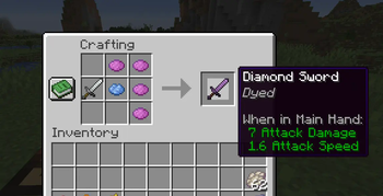 Dyeable tools can be further dyed in a crafting grid