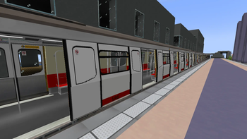 Train in station with open doors