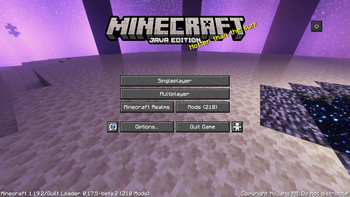 Main menu with resource pack enabled (dark mode not included)