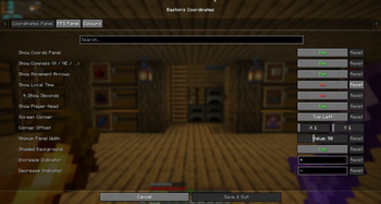 Coordinates Panel config