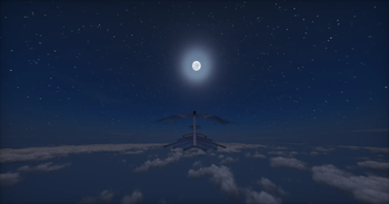 dragon flying upside the clouds