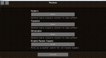 Recipe Tweaks Config