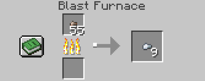 Smelting 9 Raw Iron Nuggets at once in a Blast Furnace