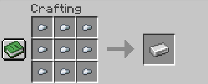 Crafting an Iron Ingot from 9 Iron Nuggets