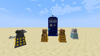 Daleks in front of the Tardis