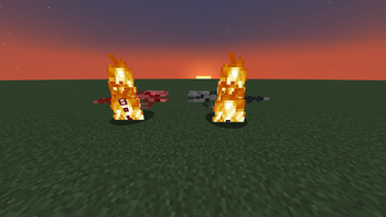 Two flame raptors fightning