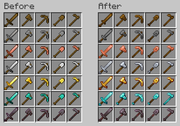 Weapon and Tool textures comparison