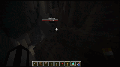 Attacking a skeleton with a torch