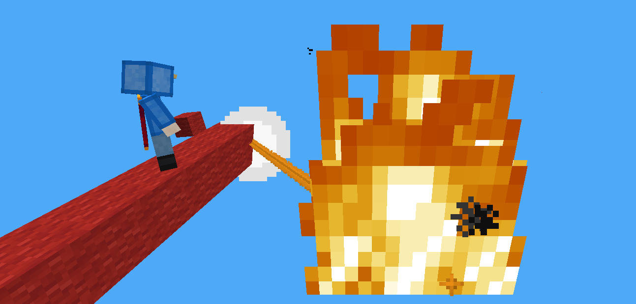 Fireball Guard Banner (Steve being saved from being hit because of this mod)