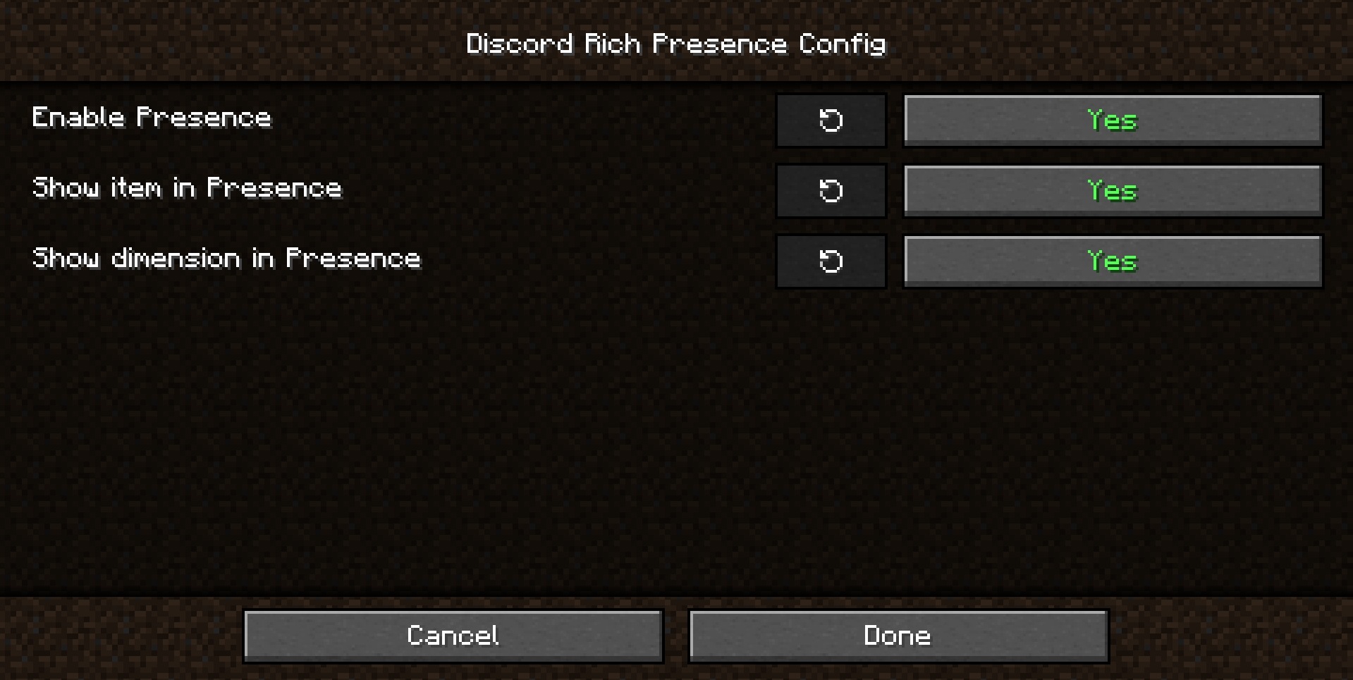 Config Screen