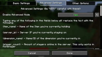 1.5 New Advanced Settings