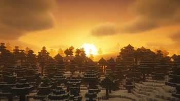 Snowy sunset