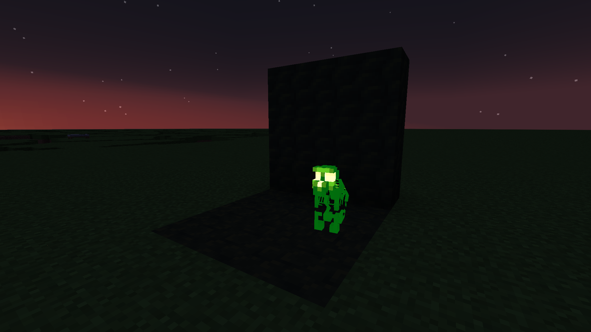 The glowing texture should somewhat help make it easier to find the cat in the darkness