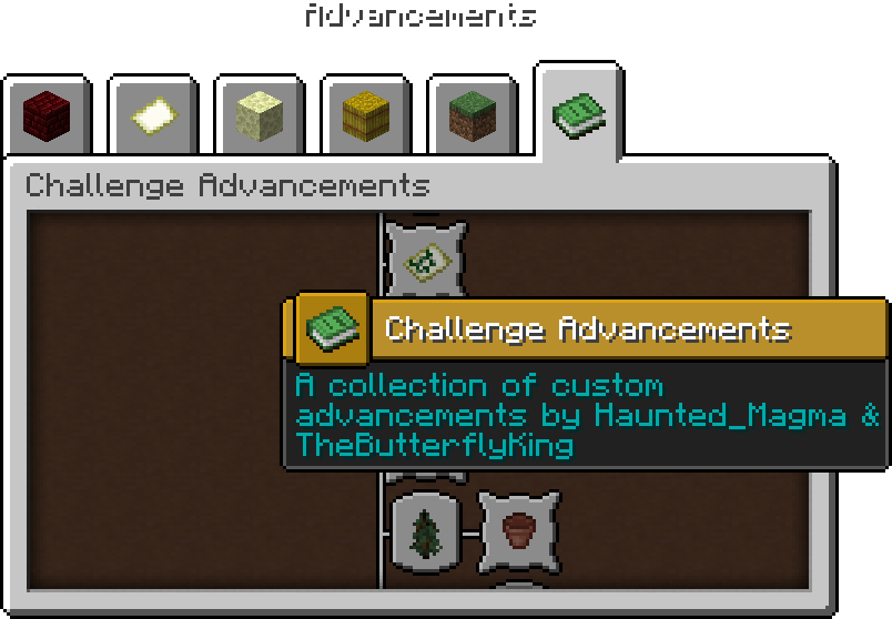 The Challenge Advancements Tab in-game.