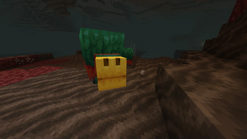 Sniffer in the nether that just dug up a Dried Ghast