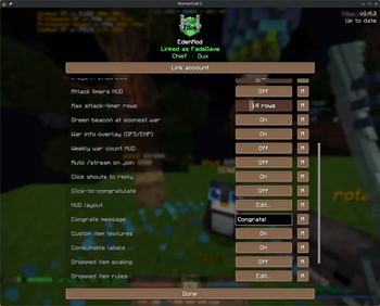 Config screen