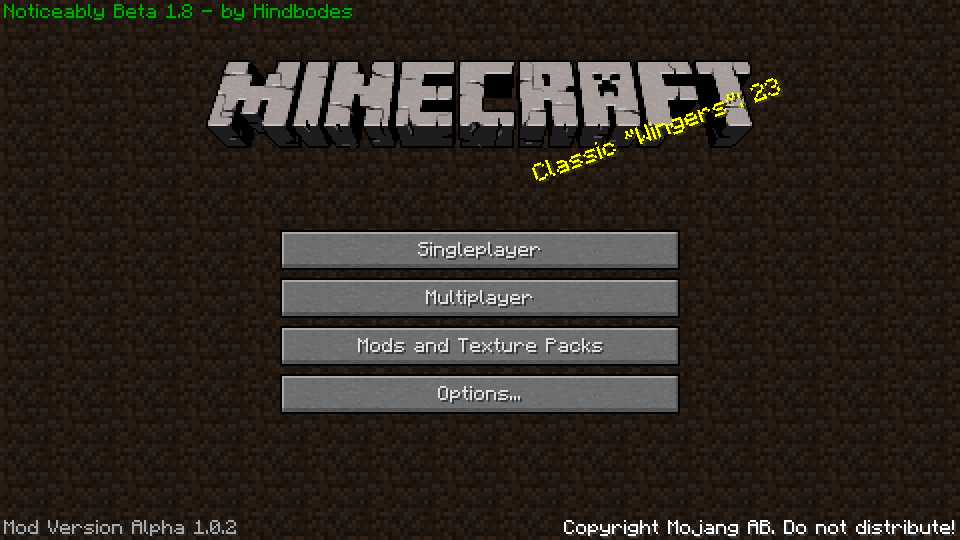 Main Menu in Alpha 1.0.2