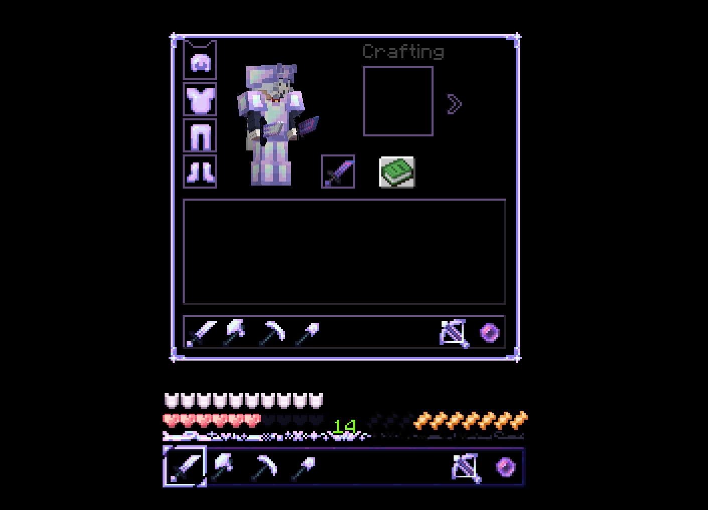 A screenshot of a minecraft inventory and hotbar.