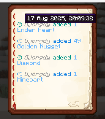 Timestamp of a logged action