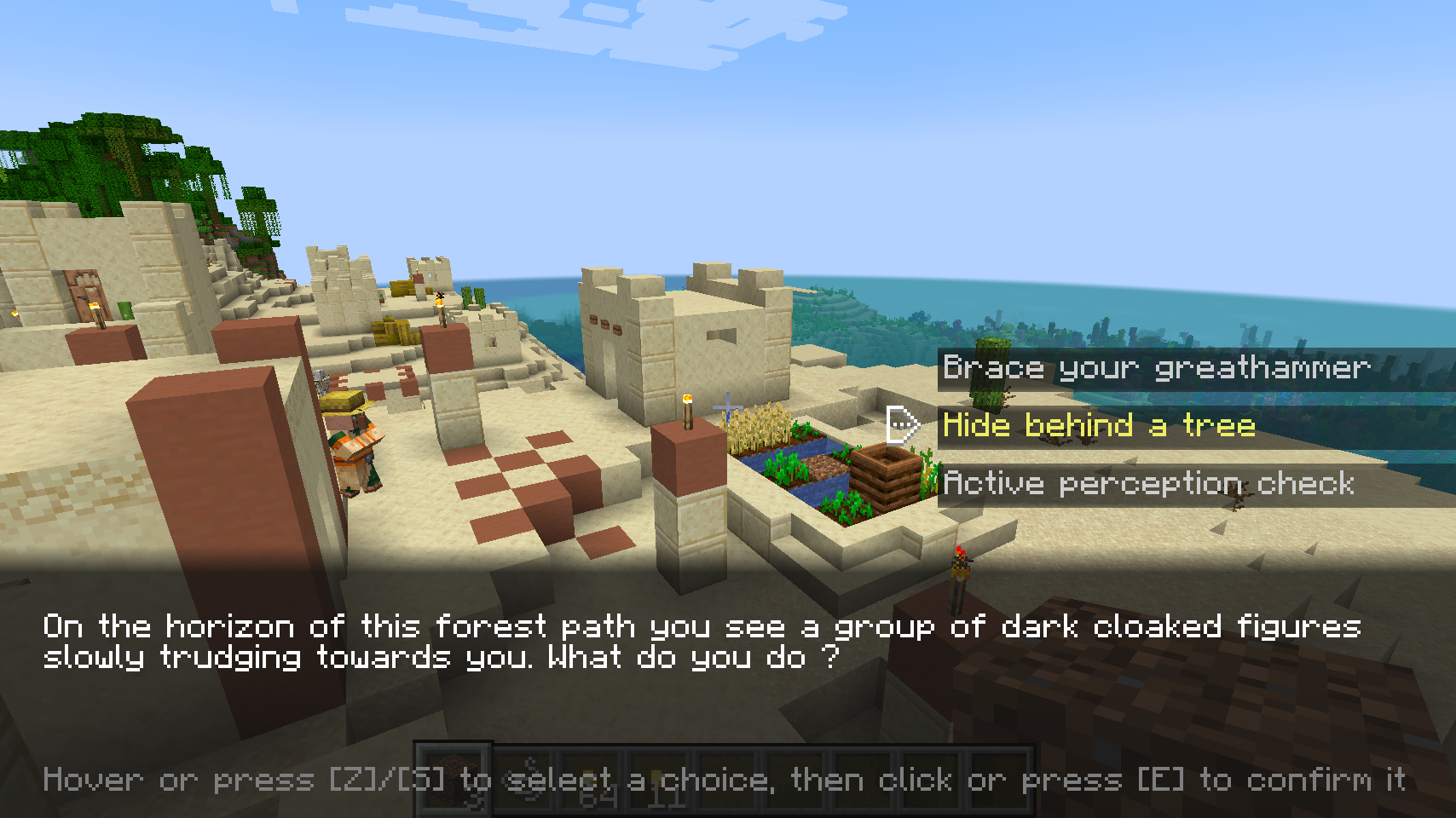 A dialogue using the RPG alternative layout, with 3 choices
