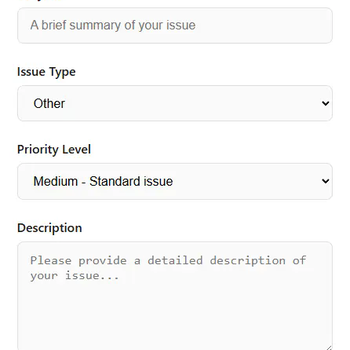 Ticket Submission Screen