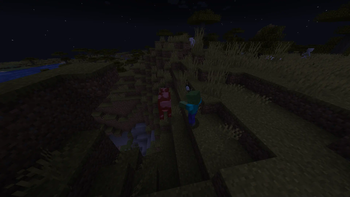 Zombie hunting a cow