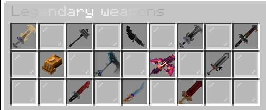 Legendary weapons menu