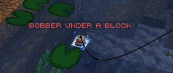 Bobber is under a block marker
