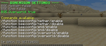 Dimensions menu