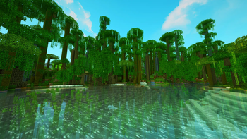 A jungle scenery with the Aurora shader.