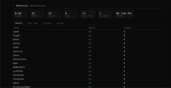 The "checks" page on BeansAC 1.0.1