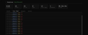 The "live feed" page in BeansAC 1.0.1