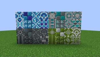 Gray, Green, Light Blue and Light Gray Glazed Terracotta