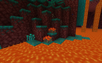 Nylium Nasturtium plant found in Warped Crimson Forest biome