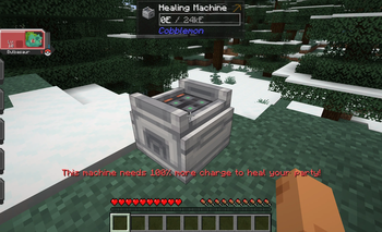 Charging the machine is required to heal Cobblemon