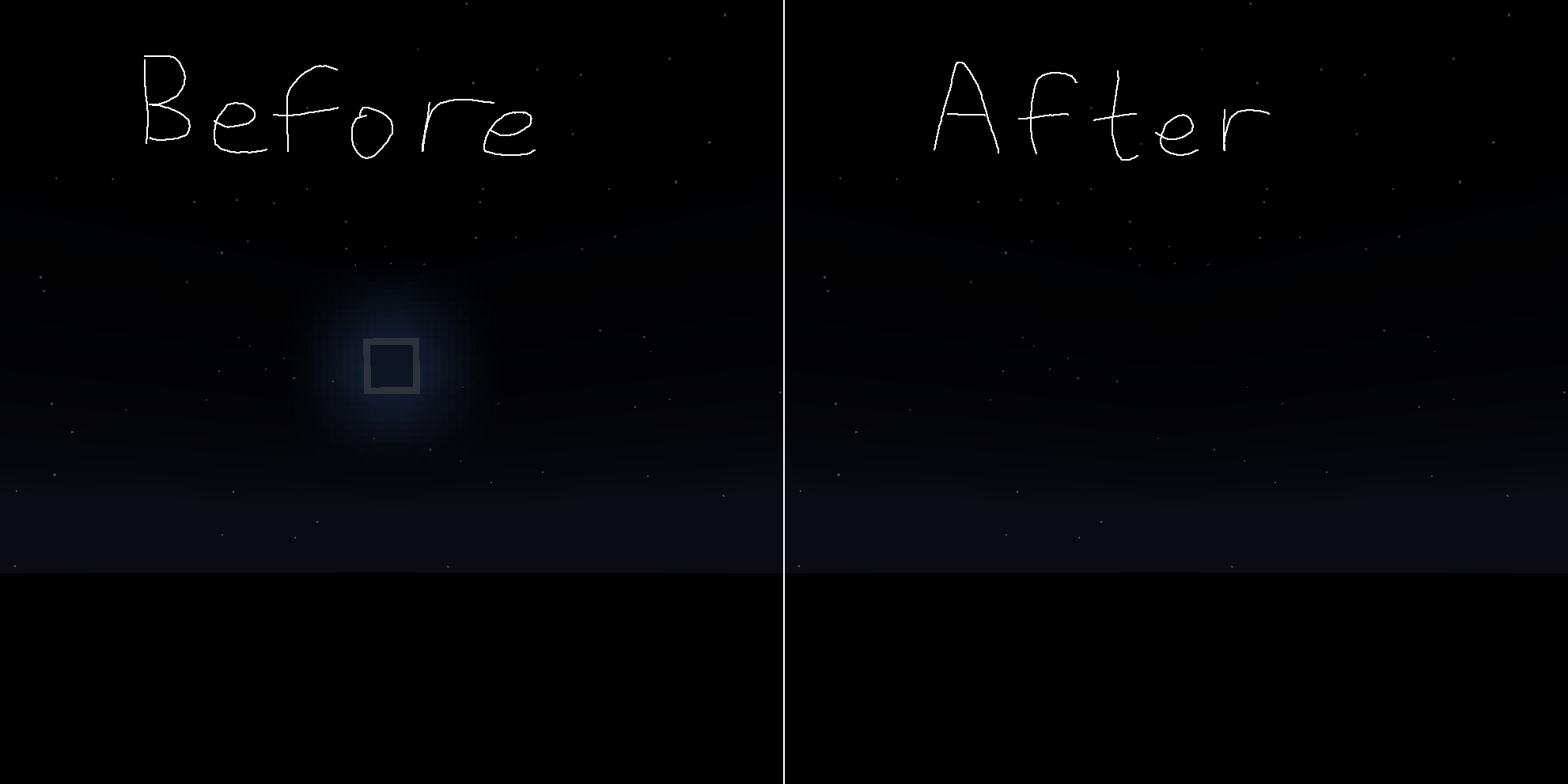 Before / After Comparison, the new moon is invisible